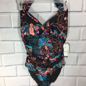 Time and True 1 Pc Halter Swimsuit Black Small 4-6